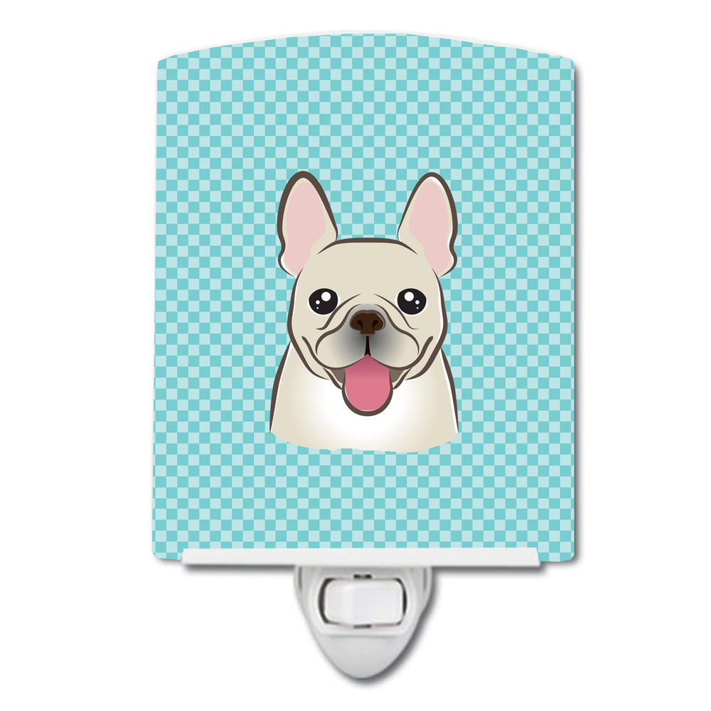 Checkerboard Blue French Bulldog Ceramic Night Light BB1176CNL - the-store.com