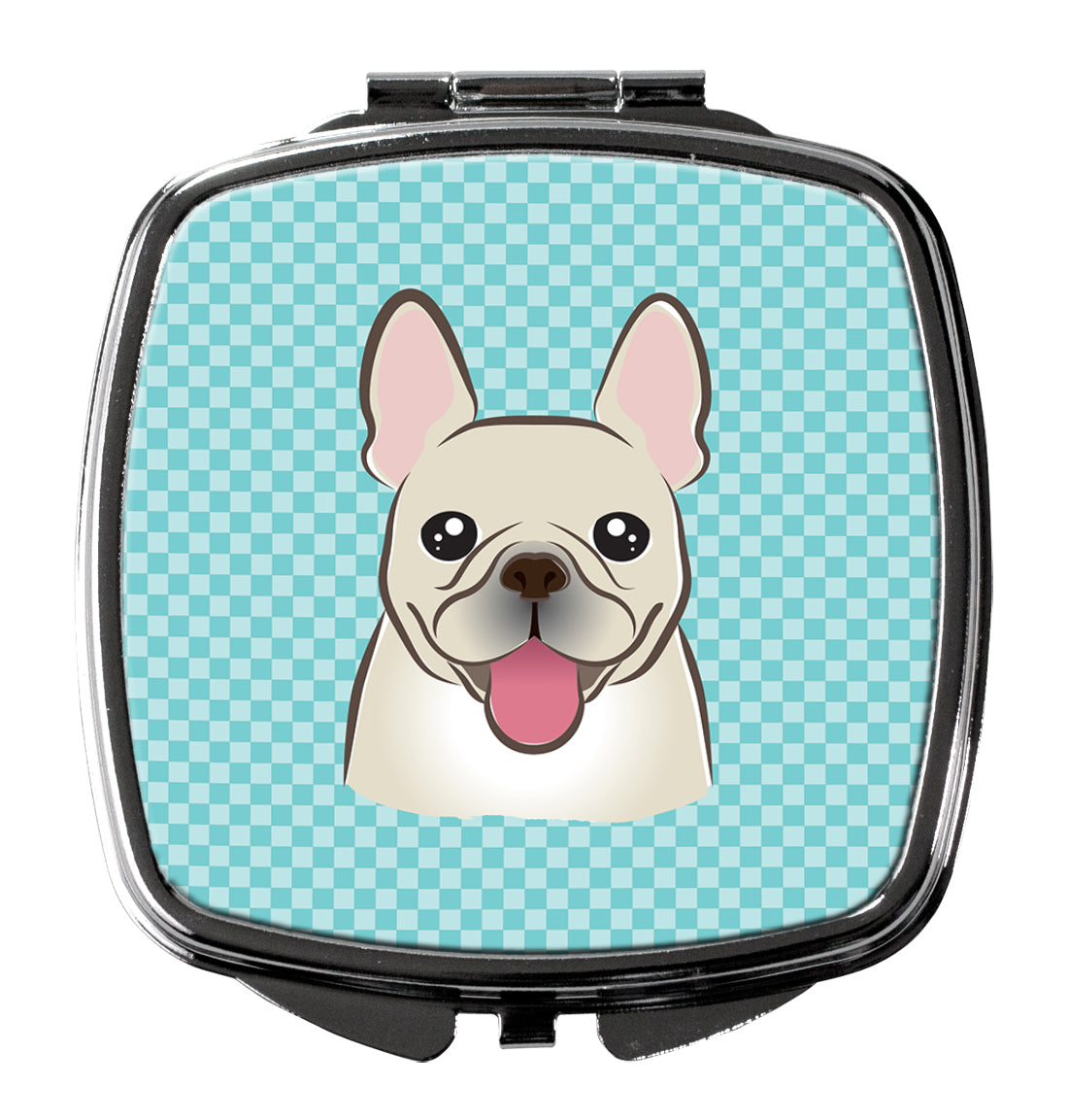 Checkerboard Blue French Bulldog Compact Mirror BB1176SCM  the-store.com.