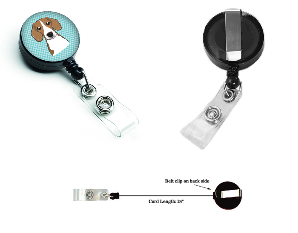 Checkerboard Blue Beagle Retractable Badge Reel BB1177BR.