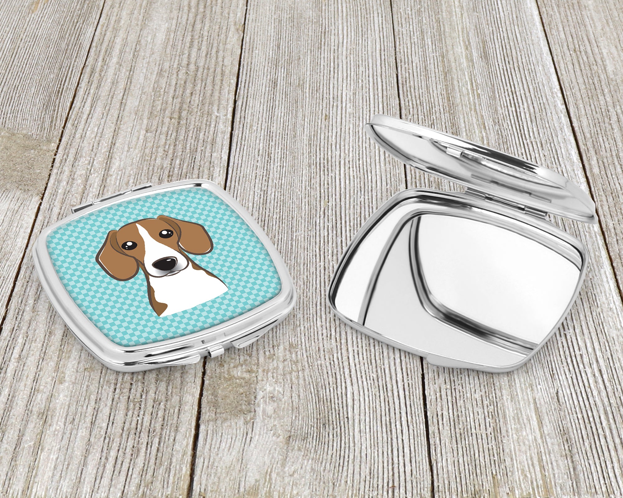 Checkerboard Blue Beagle Compact Mirror BB1177SCM  the-store.com.