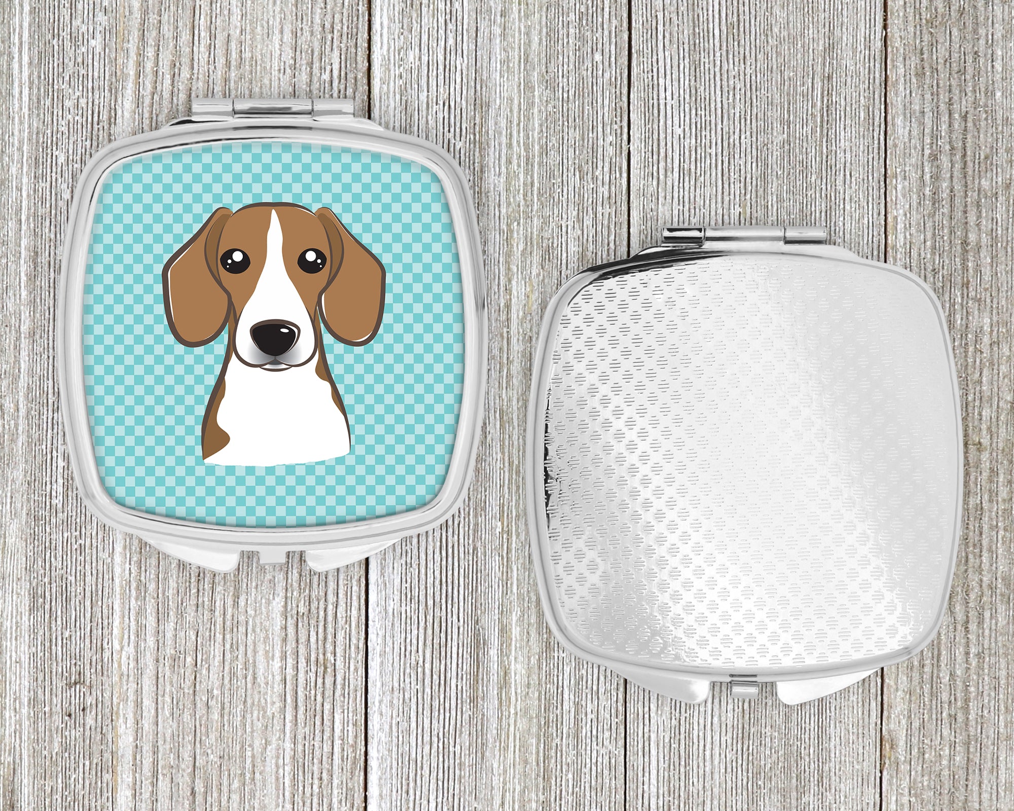 Checkerboard Blue Beagle Compact Mirror BB1177SCM  the-store.com.