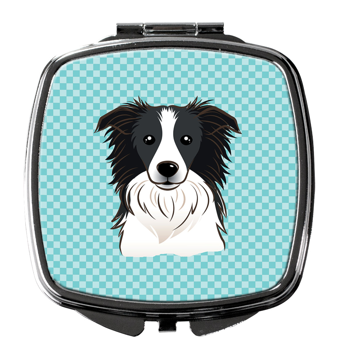 Checkerboard Blue Border Collie Compact Mirror BB1179SCM  the-store.com.