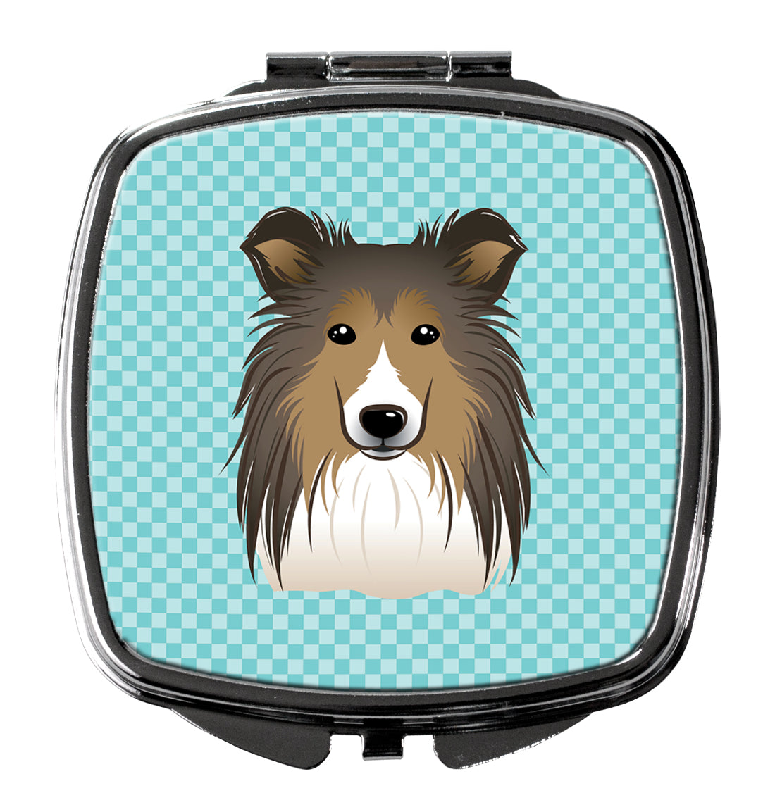 Checkerboard Blue Sheltie Compact Mirror BB1180SCM  the-store.com.