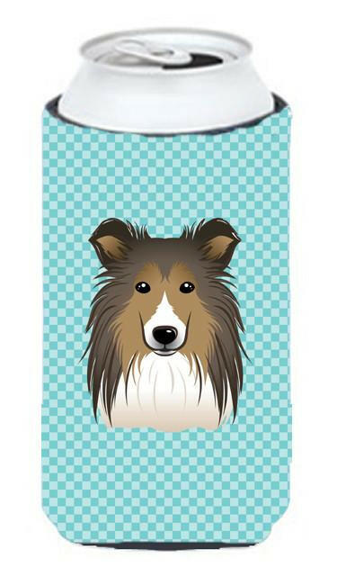 Checkerboard Blue Sheltie Tall Boy Beverage Insulator Hugger BB1180TBC by Caroline's Treasures