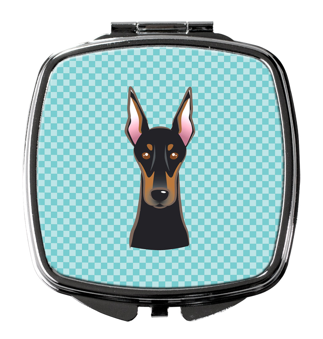 Checkerboard Blue Doberman Compact Mirror BB1183SCM  the-store.com.