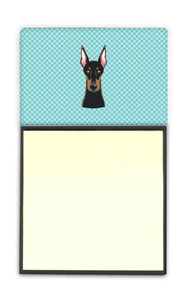 Checkerboard Blue Doberman Refiillable Sticky Note Holder or Postit Note Dispenser BB1183SN by Caroline&#39;s Treasures