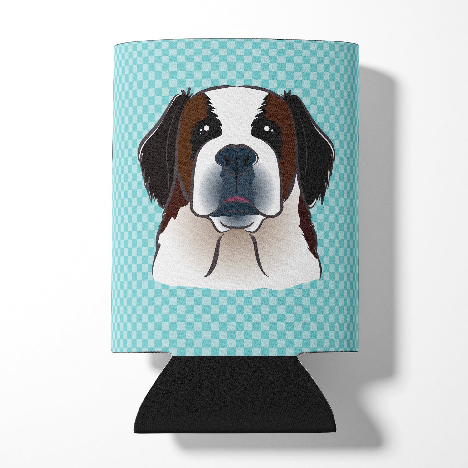 Checkerboard Blue Saint Bernard Can or Bottle Hugger BB1184CC.