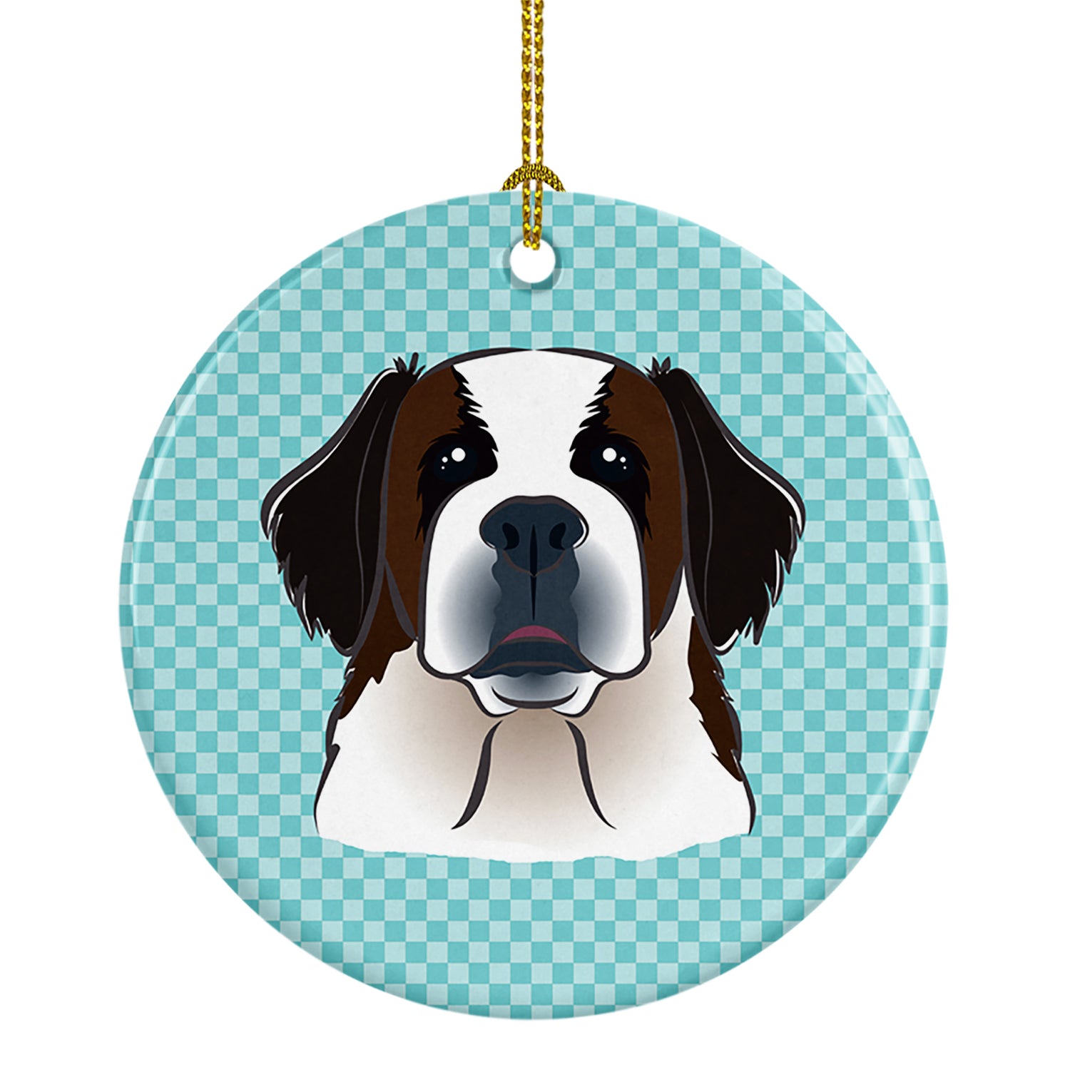 Checkerboard Blue Saint Bernard Ceramic Ornament BB1184CO1 - the-store.com