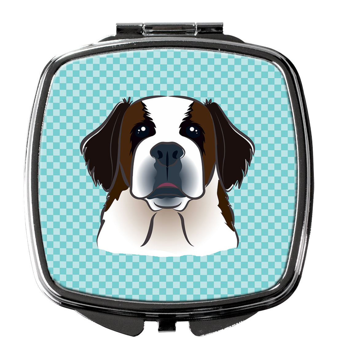 Checkerboard Blue Saint Bernard Compact Mirror BB1184SCM  the-store.com.