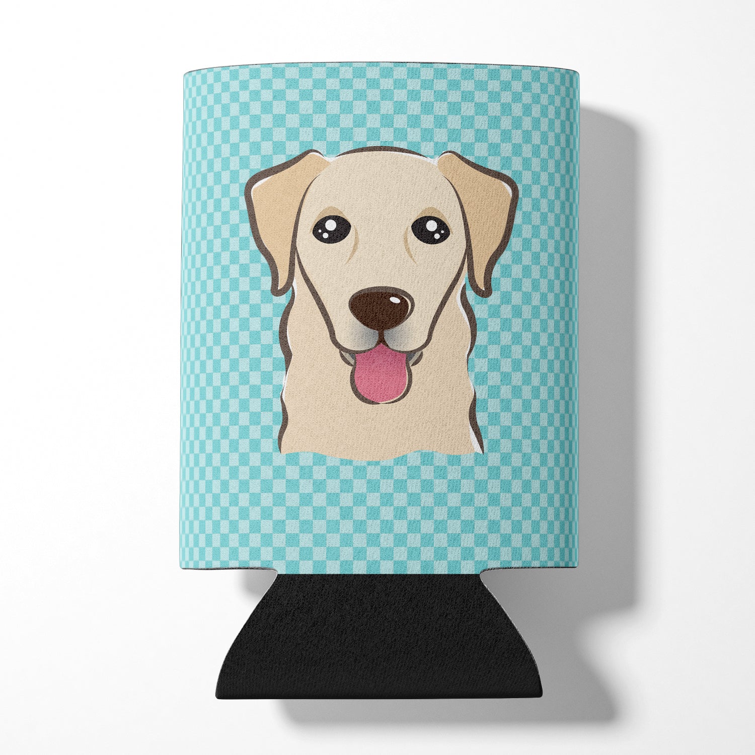 Checkerboard Blue Golden Retriever Can or Bottle Hugger BB1190CC.