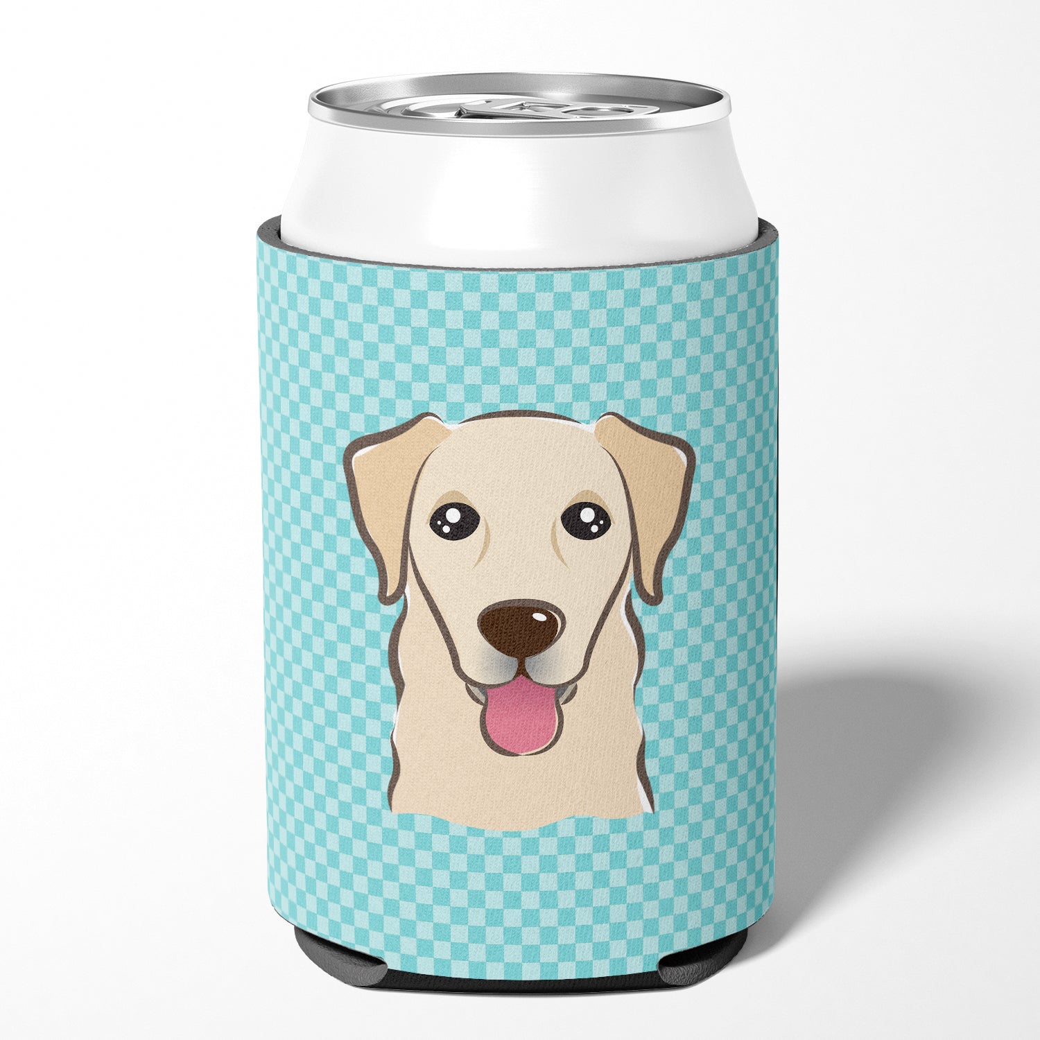 Checkerboard Blue Golden Retriever Can or Bottle Hugger BB1190CC.