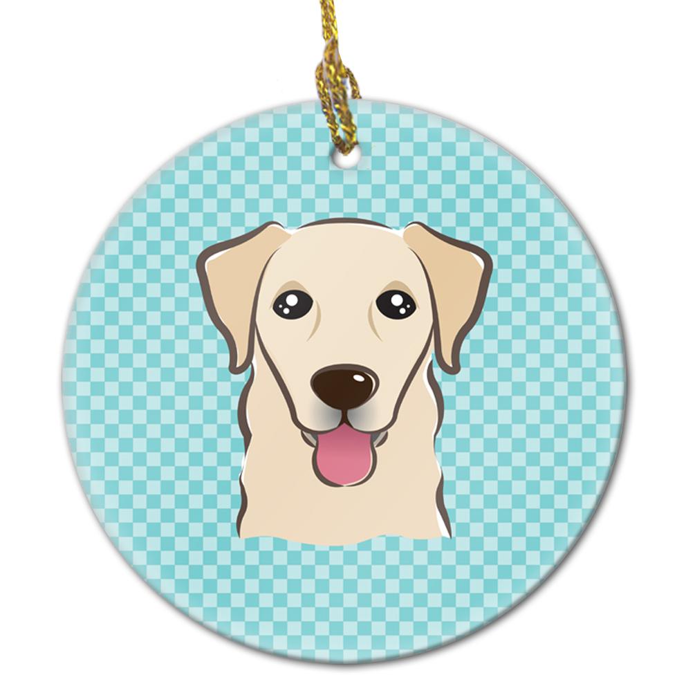 Checkerboard Blue Golden Retriever Ceramic Ornament BB1190CO1 by Caroline&#39;s Treasures