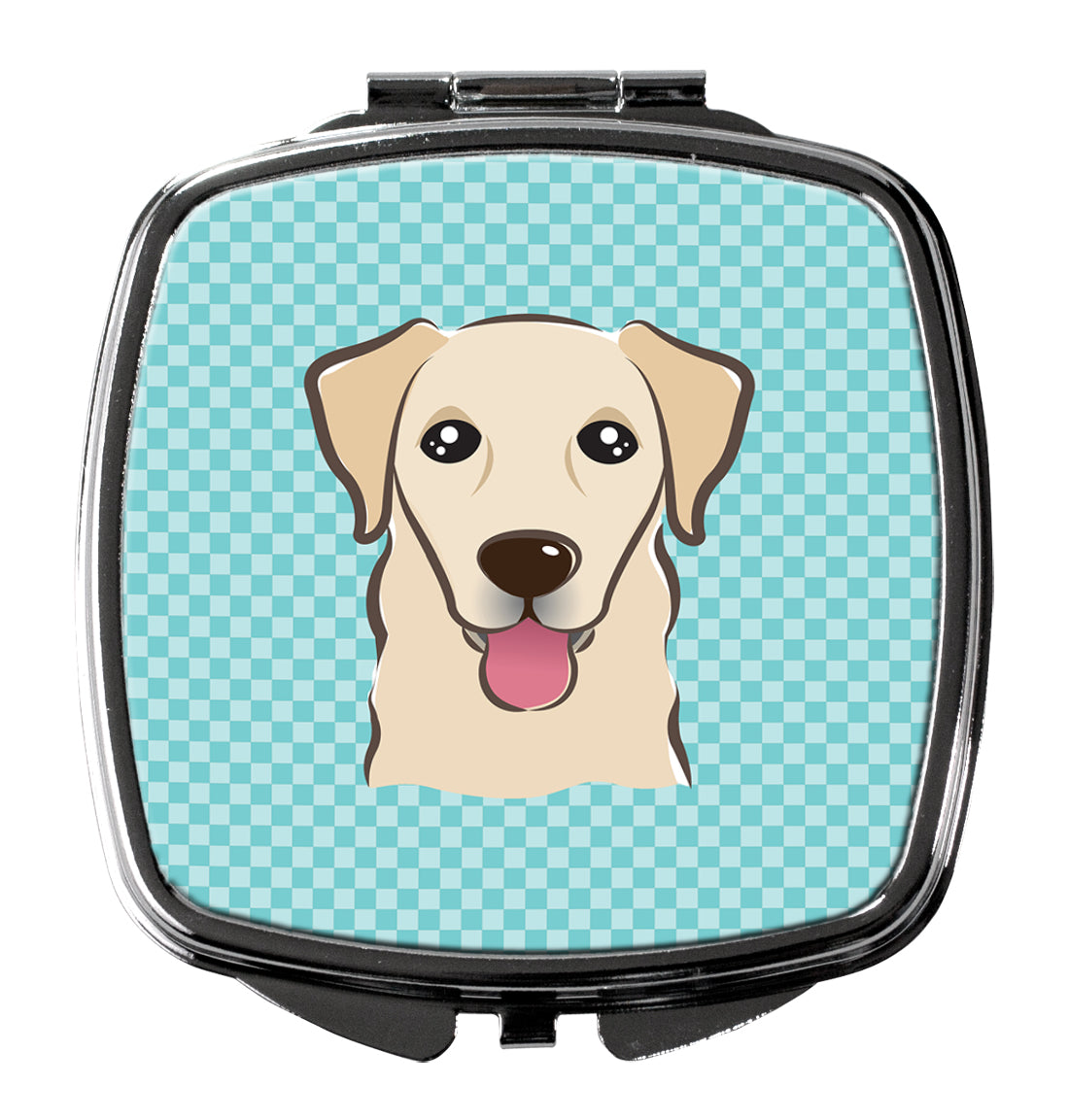 Checkerboard Blue Golden Retriever Compact Mirror BB1190SCM  the-store.com.