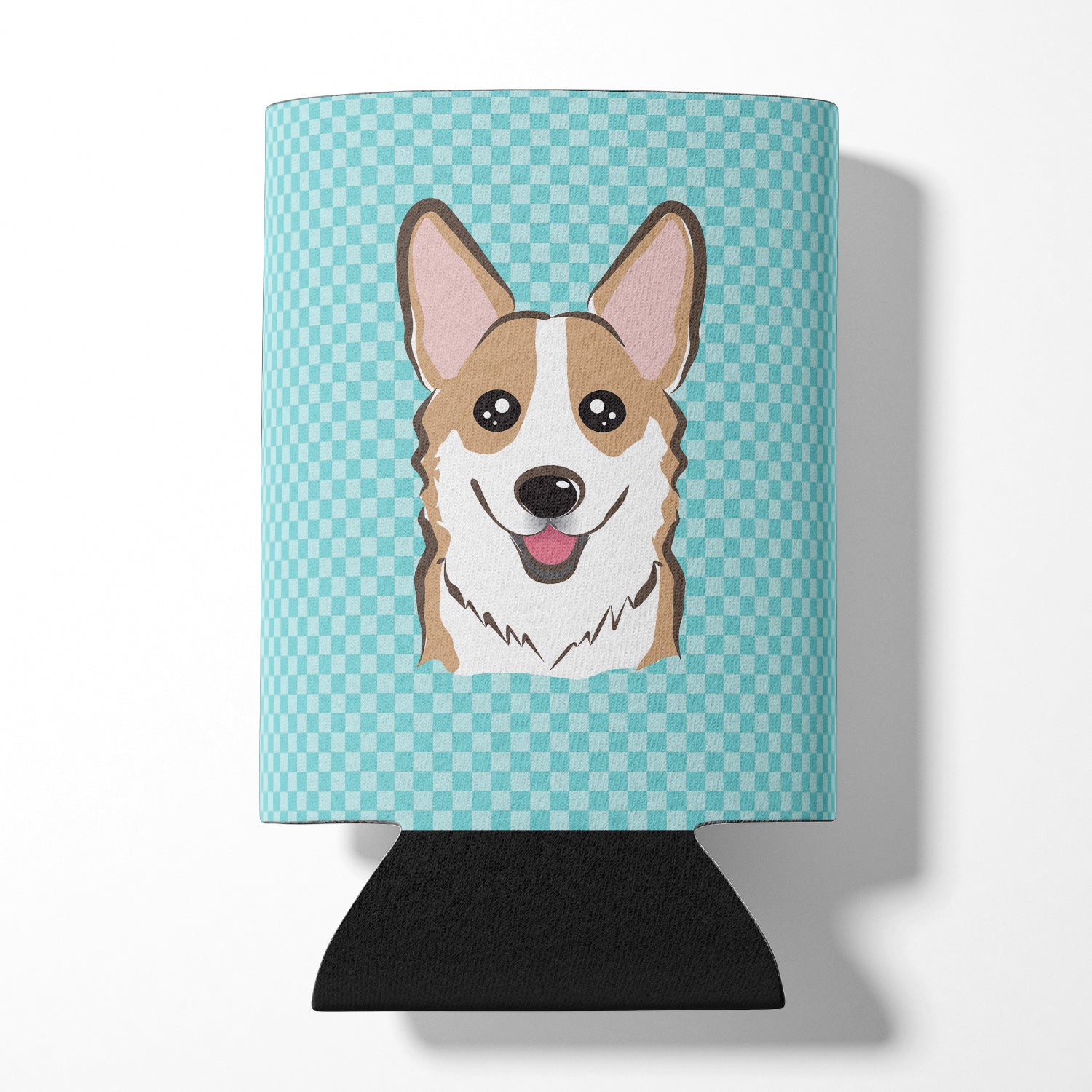 Checkerboard Blue Corgi Can or Bottle Hugger BB1191CC.