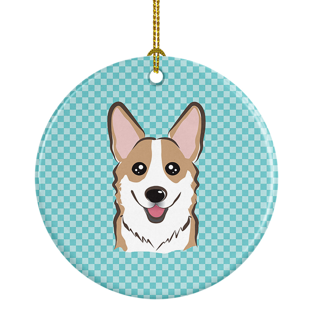 Checkerboard Blue Corgi Ceramic Ornament BB1191CO1 - the-store.com