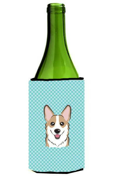 Checkerboard Blue Corgi Wine Bottle Beverage Insulator Hugger BB1191LITERK by Caroline's Treasures