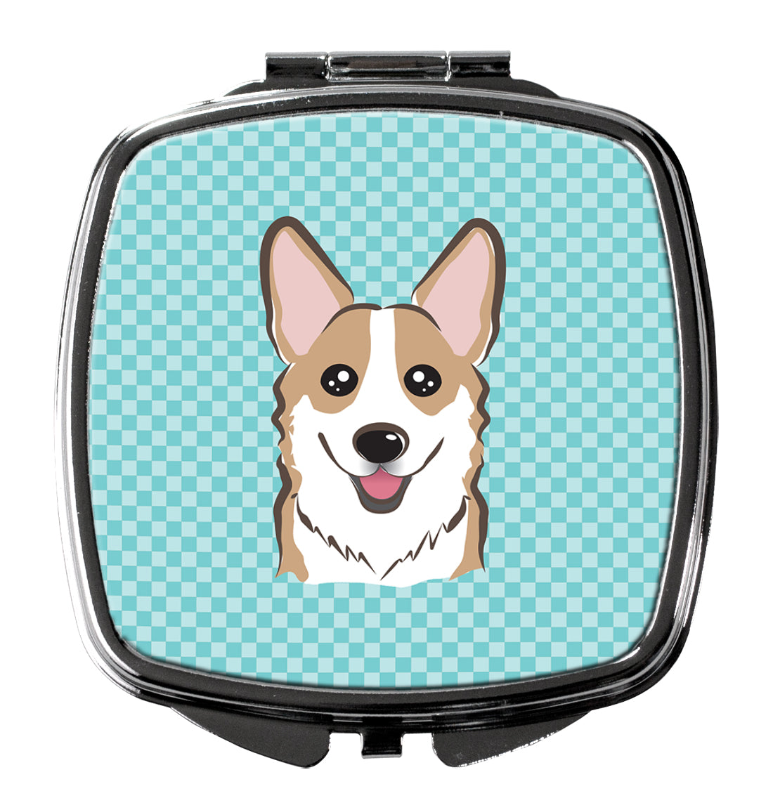 Checkerboard Blue Corgi Compact Mirror BB1191SCM  the-store.com.