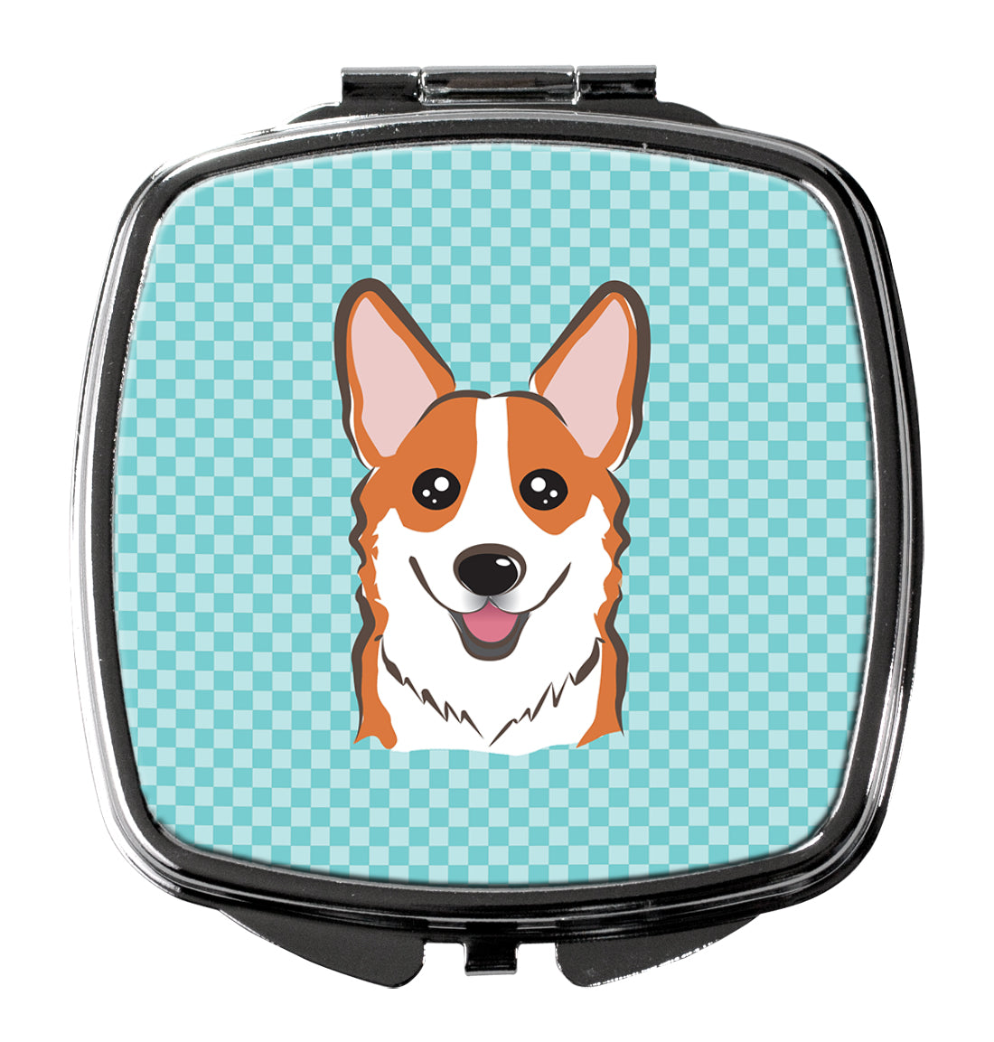 Checkerboard Blue Corgi Compact Mirror BB1192SCM  the-store.com.