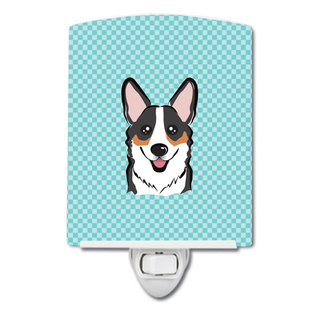 Checkerboard Blue Corgi Ceramic Night Light BB1193CNL - the-store.com