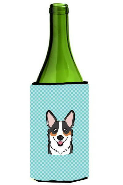 Checkerboard Blue Corgi Wine Bottle Beverage Insulator Hugger BB1193LITERK by Caroline's Treasures