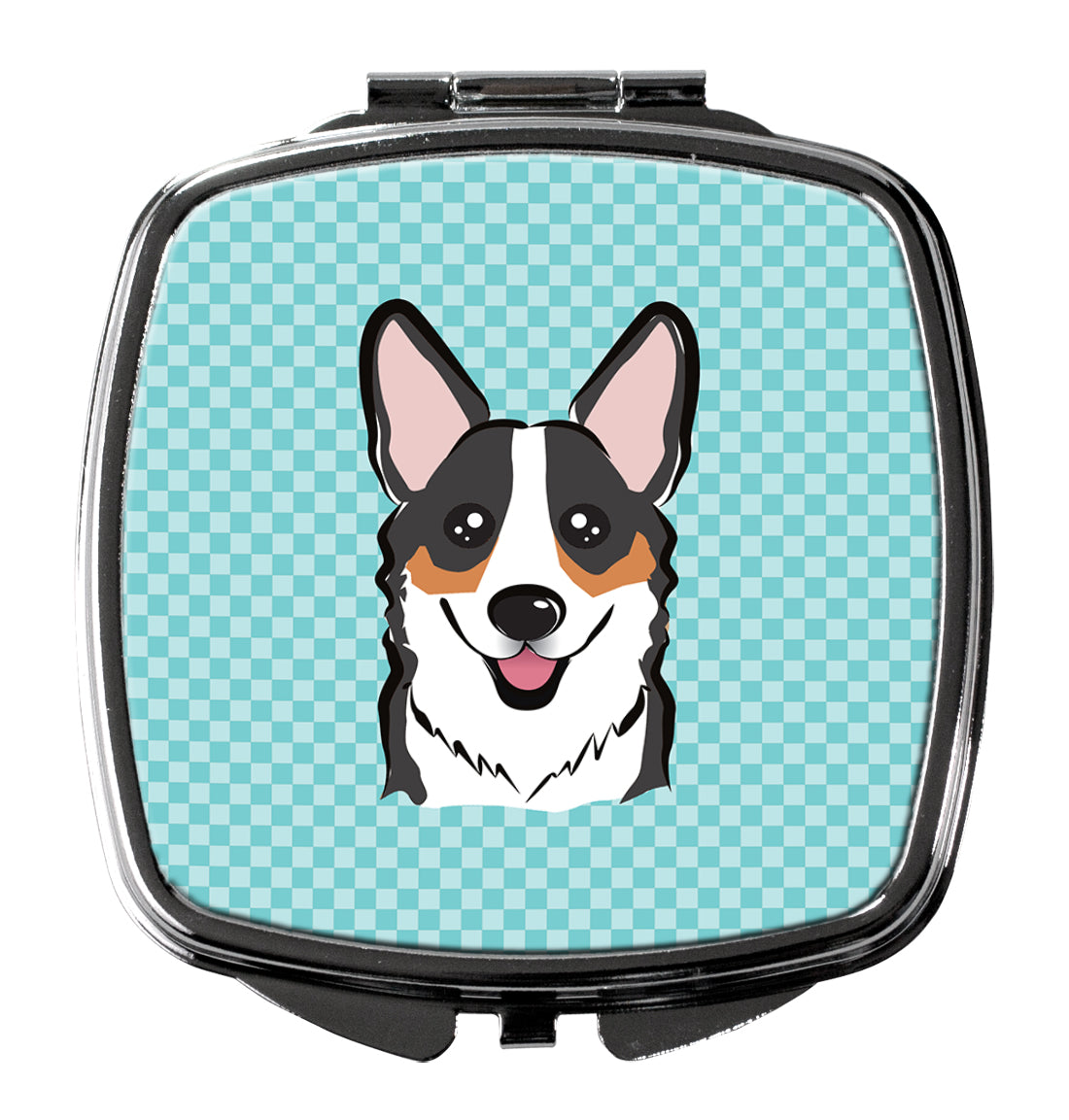 Checkerboard Blue Corgi Compact Mirror BB1193SCM  the-store.com.