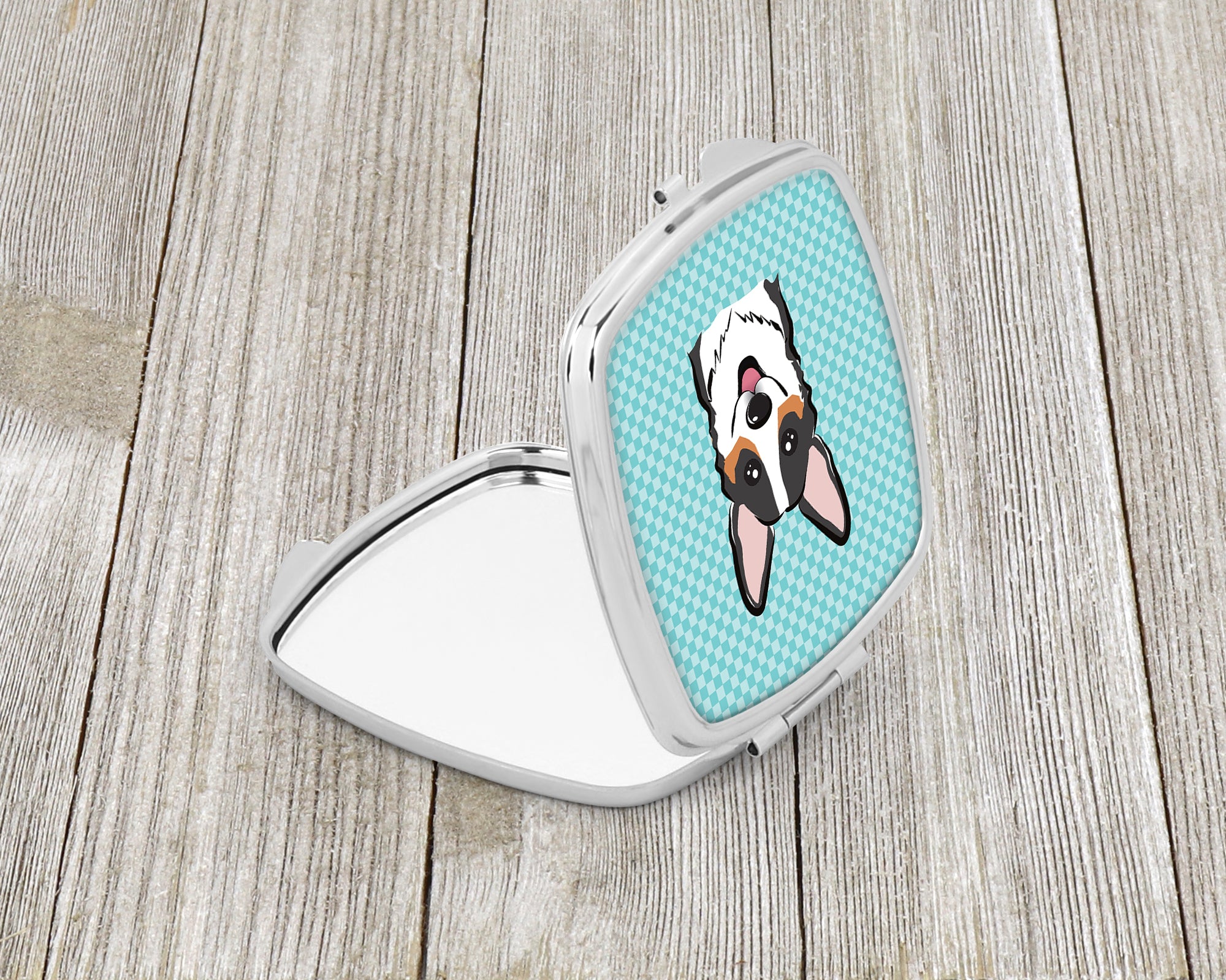 Checkerboard Blue Corgi Compact Mirror BB1193SCM  the-store.com.