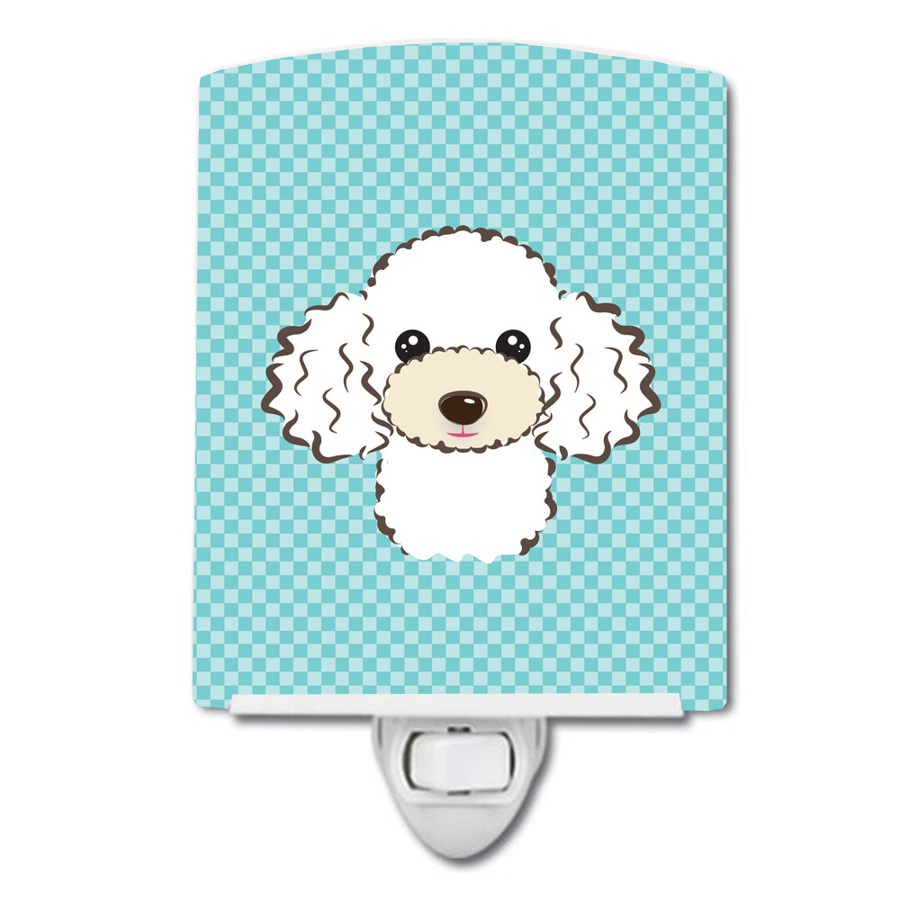 Checkerboard Blue White Poodle Ceramic Night Light BB1195CNL - the-store.com