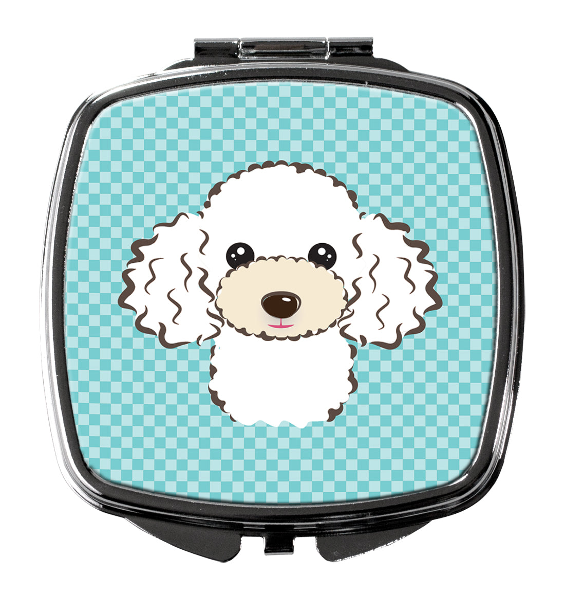 Checkerboard Blue White Poodle Compact Mirror BB1195SCM  the-store.com.