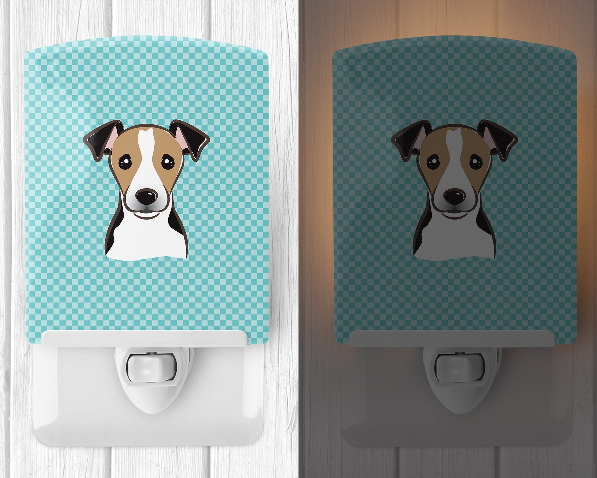 Checkerboard Blue Jack Russell Terrier Ceramic Night Light BB1199CNL - the-store.com