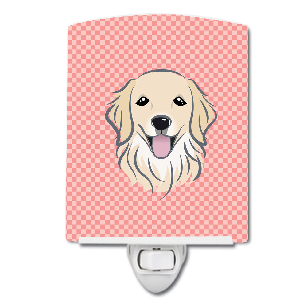 Checkerboard Pink Golden Retriever Ceramic Night Light BB1205CNL - the-store.com