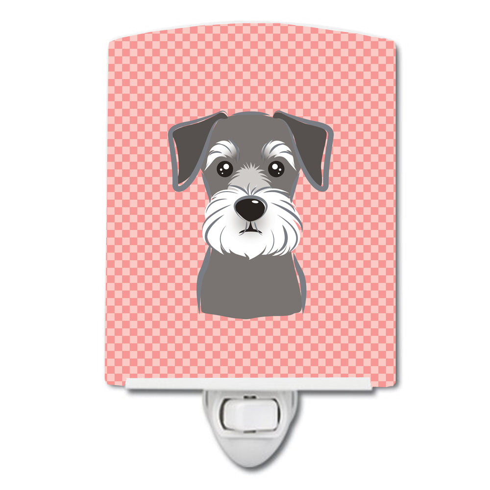 Checkerboard Pink Schnauzer Ceramic Night Light BB1206CNL - the-store.com