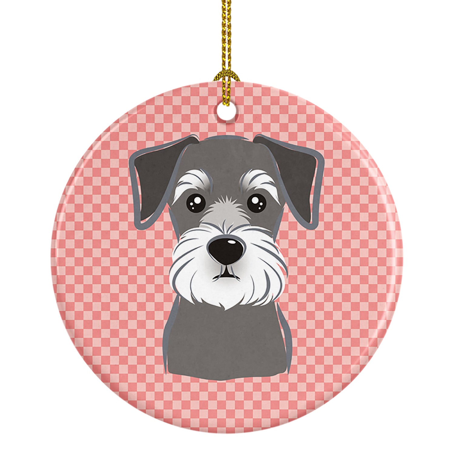 Checkerboard Pink Schnauzer Ceramic Ornament BB1206CO1 - the-store.com