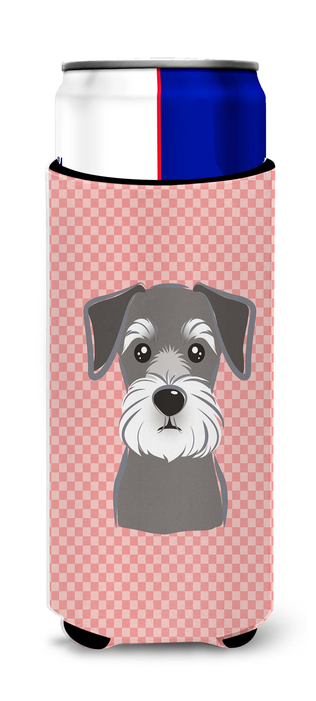 Checkerboard Pink Schnauzer Ultra Beverage Insulators for slim cans BB1206MUK.