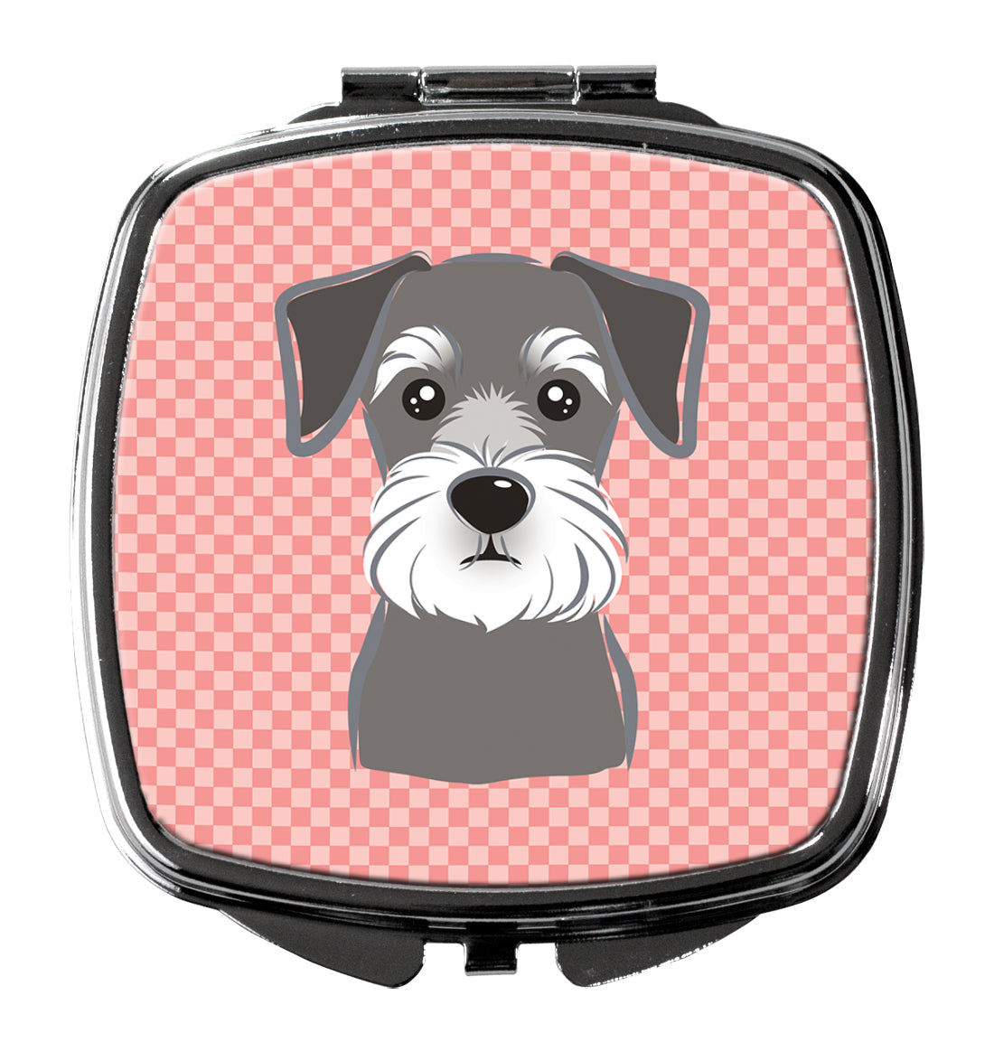 Checkerboard Pink Schnauzer Compact Mirror BB1206SCM  the-store.com.