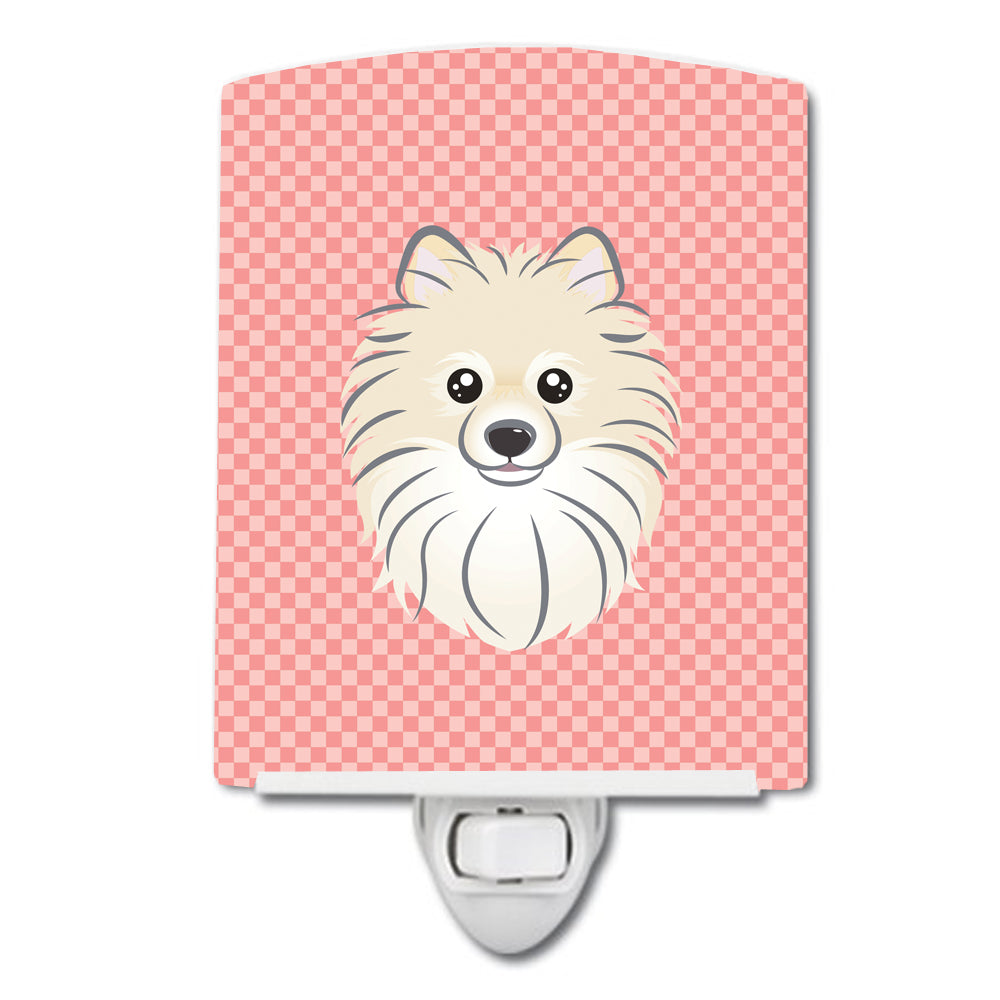 Checkerboard Pink Pomeranian Ceramic Night Light BB1207CNL - the-store.com