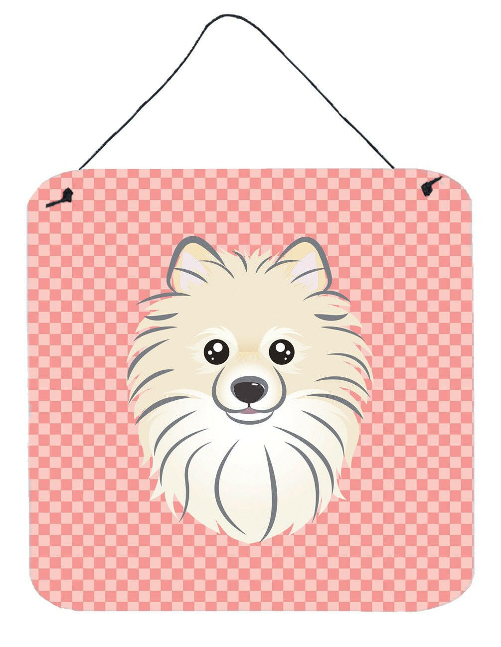 Checkerboard Pink Pomeranian Wall or Door Hanging Prints BB1207DS66 by Caroline's Treasures