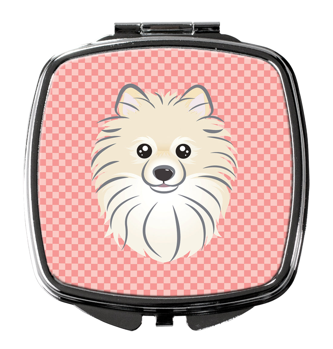 Checkerboard Pink Pomeranian Compact Mirror BB1207SCM  the-store.com.