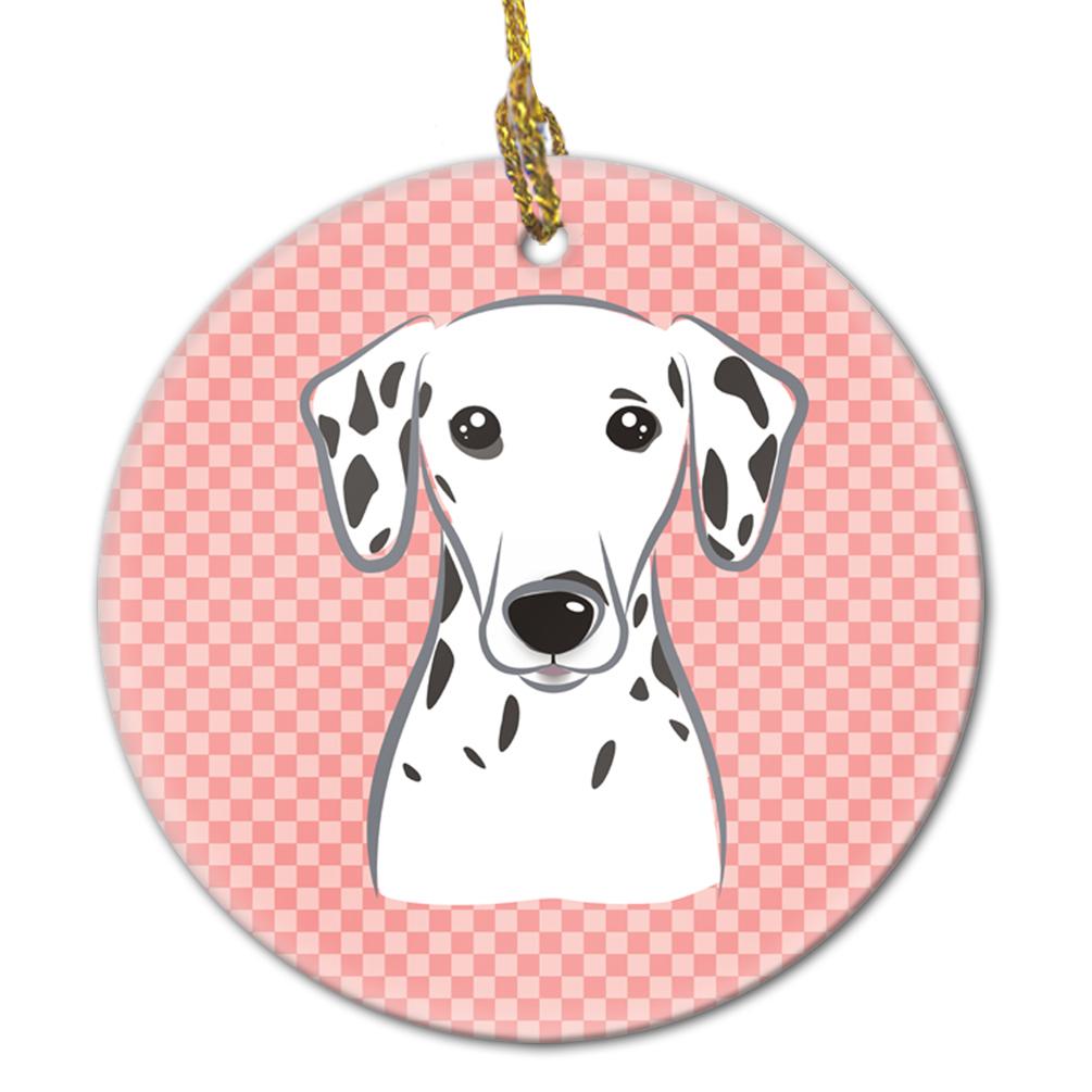 Checkerboard Pink Dalmatian Ceramic Ornament BB1210CO1 by Caroline's Treasures