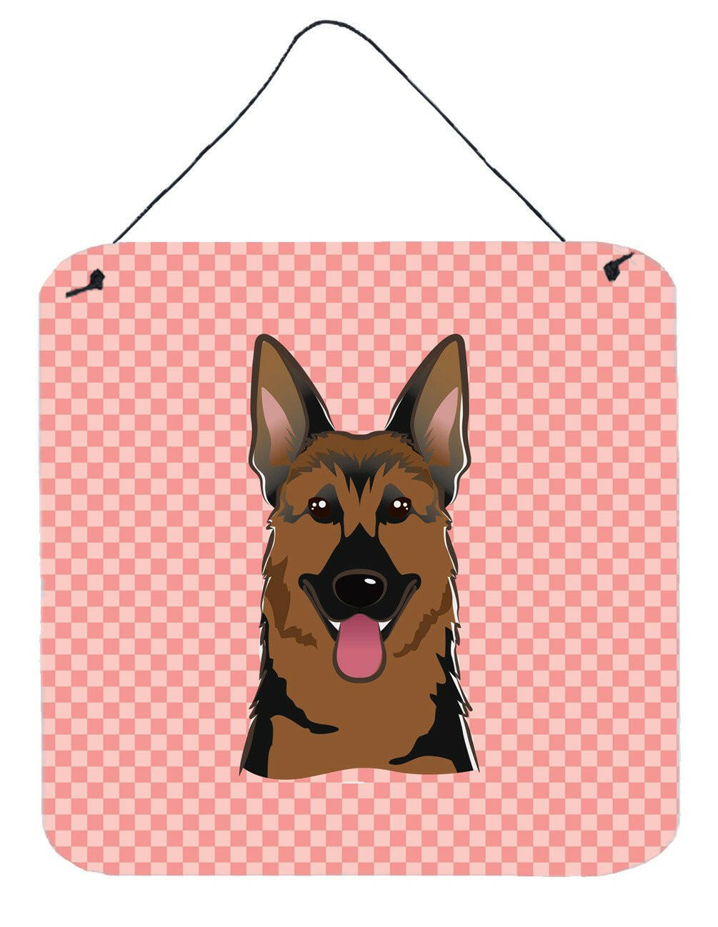 Checkerboard Pink German Shepherd Wall or Door Hanging Prints BB1211DS66 by Caroline's Treasures