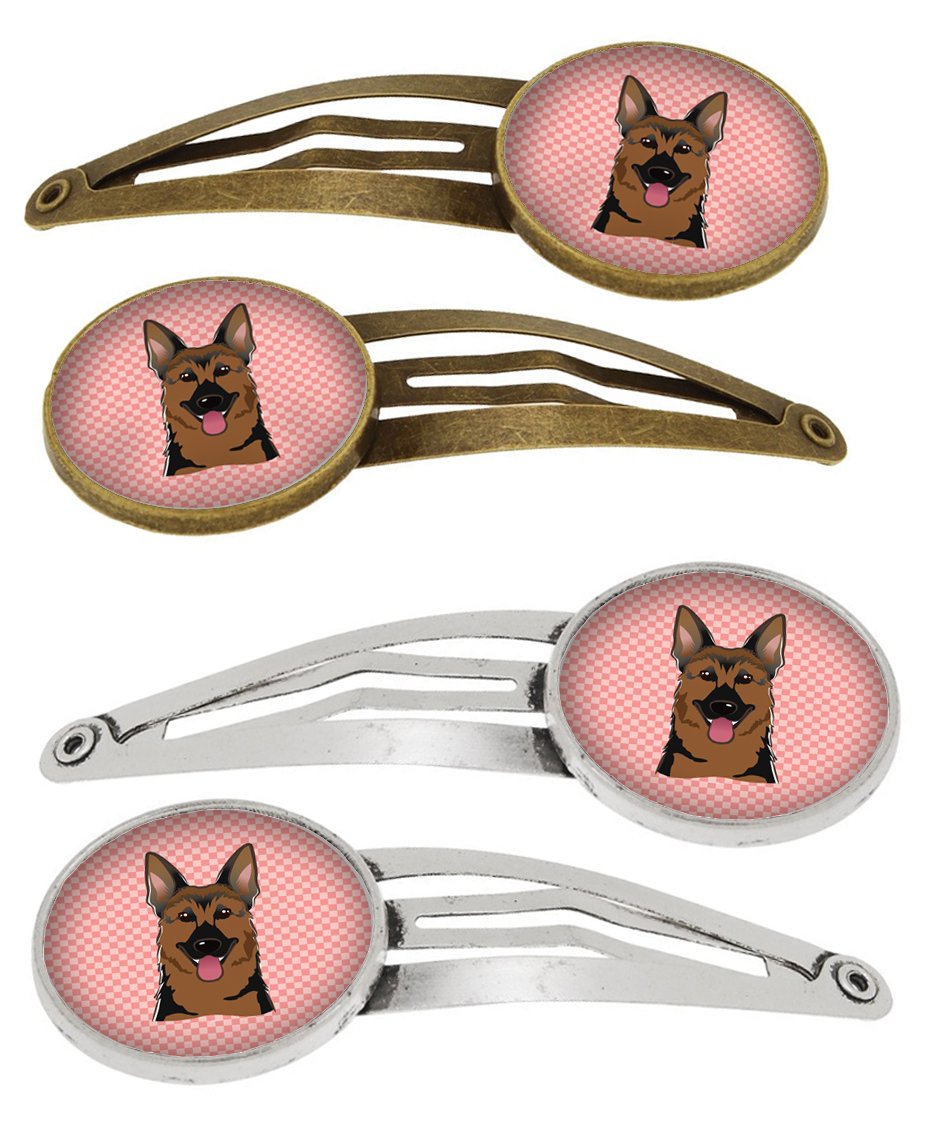 Checkerboard Pink German Shepherd Set of 4 Barrettes Hair Clips BB1211HCS4 by Caroline's Treasures