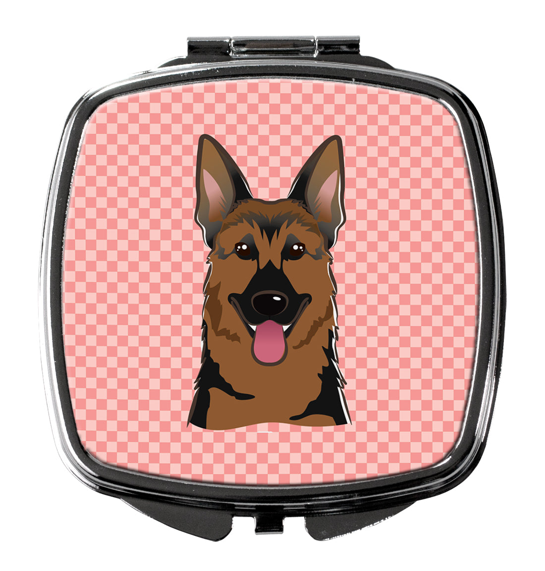 Checkerboard Pink German Shepherd Compact Mirror BB1211SCM  the-store.com.