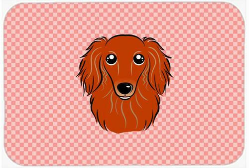 Checkerboard Pink Longhair Red Dachshund Mouse Pad, Hot Pad or Trivet BB1214MP by Caroline's Treasures