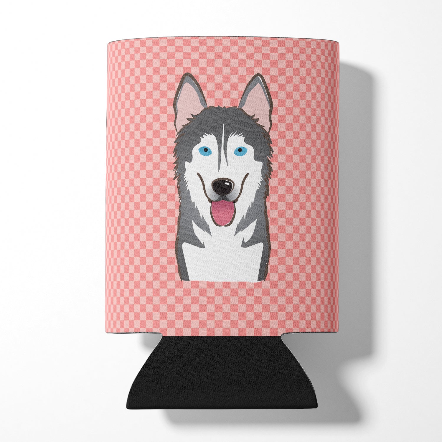 Checkerboard Pink Alaskan Malamute Can or Bottle Hugger BB1218CC.