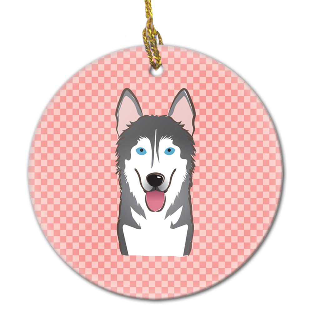 Checkerboard Pink Alaskan Malamute Ceramic Ornament BB1218CO1 by Caroline's Treasures