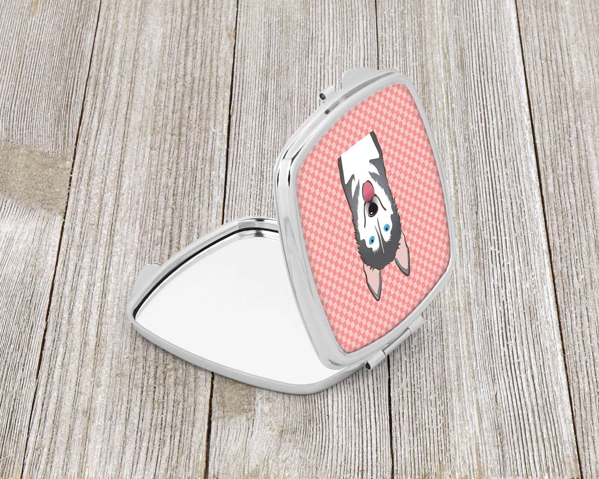 Checkerboard Pink Alaskan Malamute Compact Mirror BB1218SCM  the-store.com.