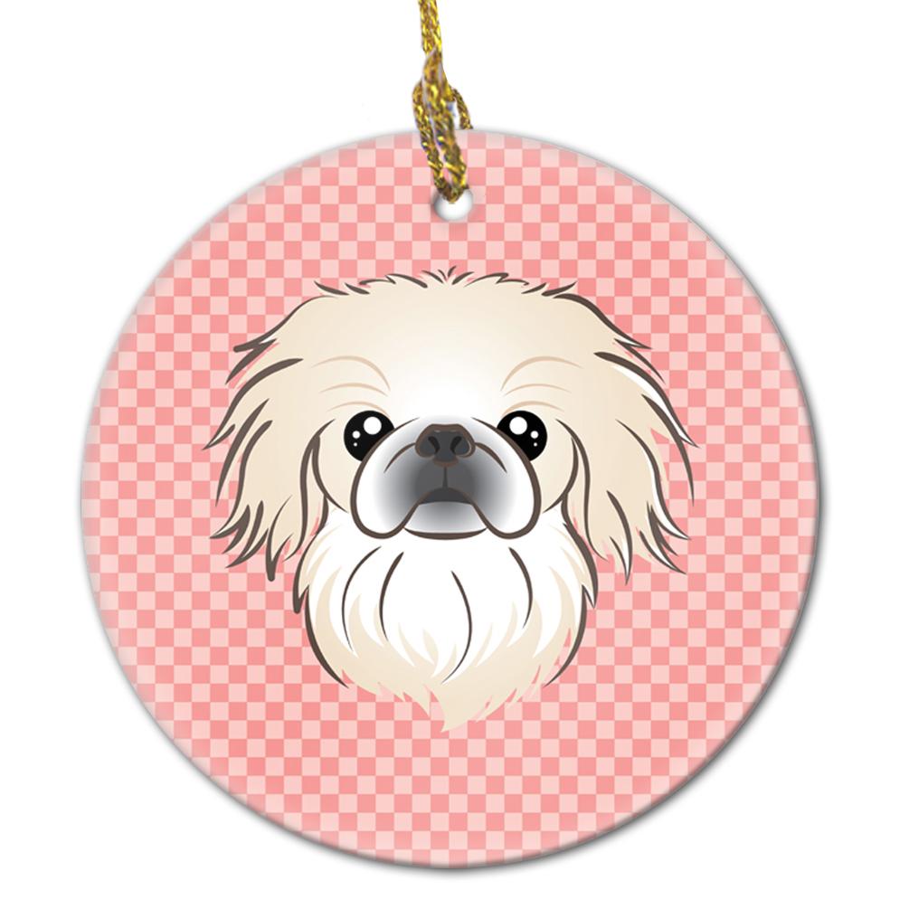 Checkerboard Pink Pekingese Ceramic Ornament BB1221CO1 by Caroline's Treasures