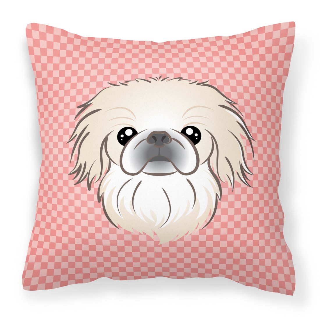 Checkerboard Pink Pekingese Canvas Fabric Decorative Pillow by Caroline&#39;s Treasures