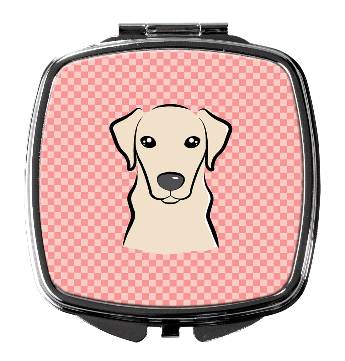 Checkerboard Pink Yellow Labrador Compact Mirror BB1222SCM  the-store.com.