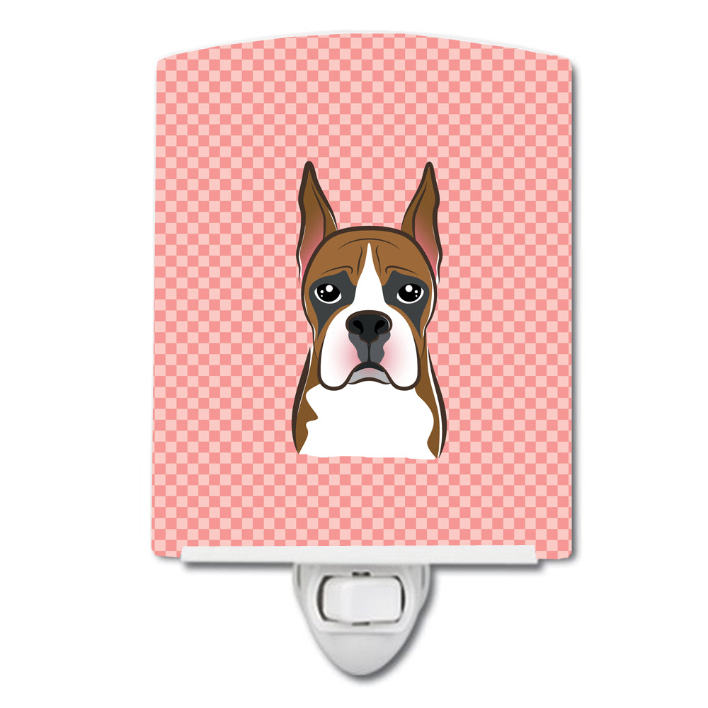 Checkerboard Pink Boxer Ceramic Night Light BB1223CNL - the-store.com