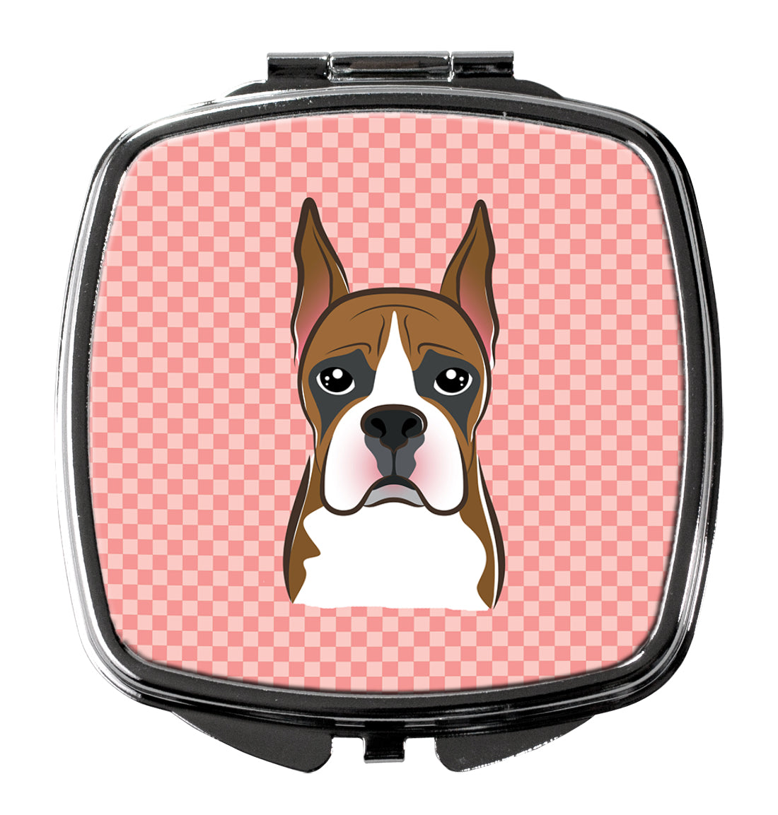 Checkerboard Pink Boxer Compact Mirror BB1223SCM  the-store.com.